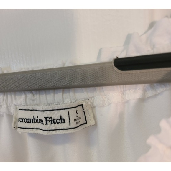 Ambercrombie Dress Womens Sz Sm White Off Shoulder Floral Embroidery Peasant - Picture 4 of 8